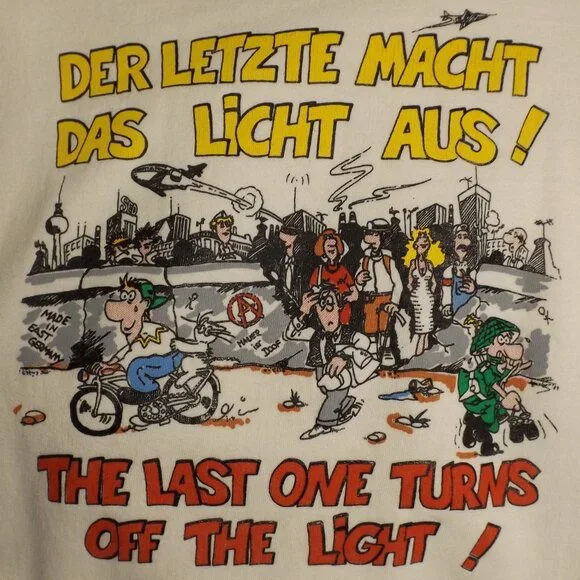 GERMAN Novelty/Souvenir Sweatshirt, L, White, Last one turn off the lights, 1989 - Picture 2 of 14